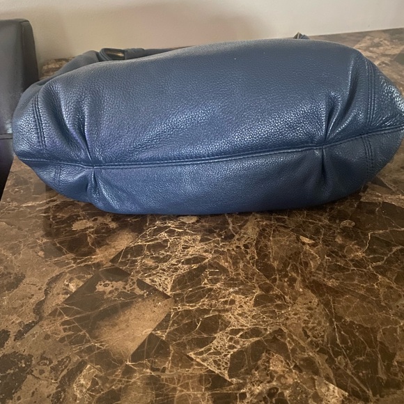 Michael Kors Navy Blue Pebbled Leather Hobo - Picture 3 of 4